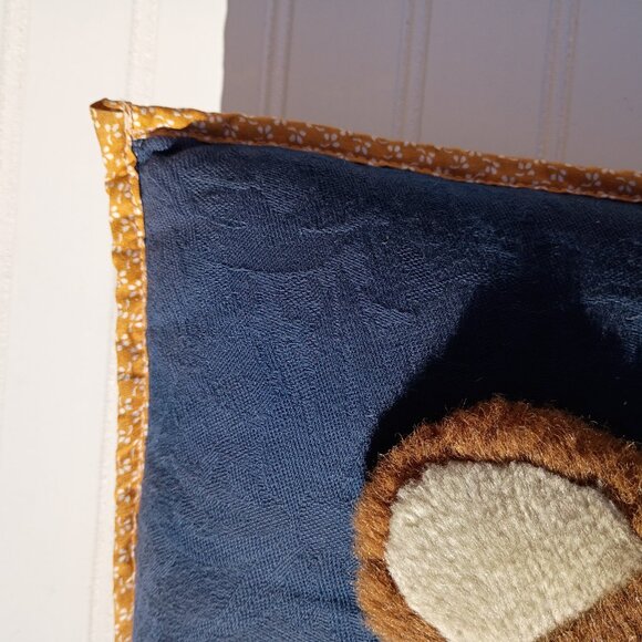 SOLD - Teddy Bear Plush Throw Pillow Vintage Handcrafted 16 x 17 Kids Room - Picture 5 of 11